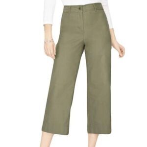 Talbots green high rise wide leg crop chino pants 4